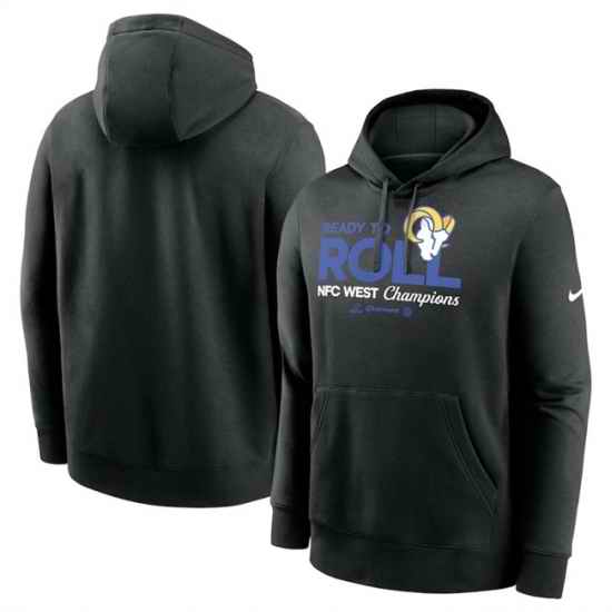 Men Los Angeles Rams Black 2024 NFC West Champions Locker Room Trophy Collection Pullover Hoodie